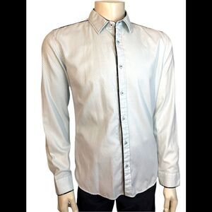 Tuvia Men’s Mint Green and Navy Dress Shirt Size XL